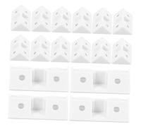 Veemoon 20Pcs White Plastic Corner Brackets with Cover Thickened Angle Supports for Cabinet and Shelf Stability Hanging Cabinet Corner Braces for Furniture Reinforcement