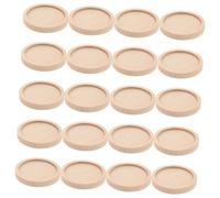 Veemoon 20pcs Wood Round Brooch Base Tray 35mm Outer Diameter 30mm Inner Diameter Pendant Trays for Jewelry Making with Retro Khaki Colour for Resin DIY Crafts and Custom Accessories