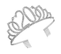 Veemoon 20th Birthday Tiara for Women - Sparkling Rhinestone Crown Headband - Perfect Hair Accessory for 20th Birthday Party Celebrations Elegant Silver Design