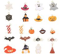 Veemoon 21pcs Diy Halloween Jewelry Pendant Funny Necklace Charms Mixed Beads for Crafting Bracelets Necklaces and Decorations Unique Halloween Accessories