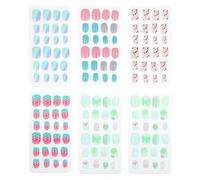 Veemoon 24 Pcs Fake Nails Cartoon Press-On Nail Tips DIY with Wearable Design 6 Boxes 144 Pieces Random Styles