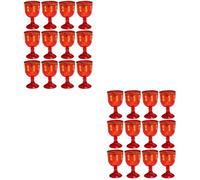 Veemoon 24 Pcs Red Plastic Goblet Cups, 40ml Dessert Wine | Vintage Chinese Theme, Polished Rounded Edges and Corners, Banquet Table Service, Event Planners and Restaurant Operators