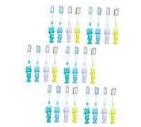 Veemoon 24pcs Bear Shape Bamboo Charcoal Bristles Toothbrush for Food-Grade Material Ergonomic Handle Pink Green Blue Yellow Safe Replacement Pack