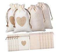 Veemoon 24pcs Cotton Drawstring Bags White Muslin Heart Gift Bags Multipurpose Cloth Treat Pouches for Jewelry Cosmetics Party Favors Travel Storage Easy Open Close Design