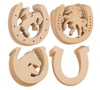 Veemoon 24pcs DIY Horseshoe Wood Chips for Craft Projects Smooth Edges Lightweight Wood Slices for Hand Painted Home Decor and Party Decorations Unfinished Horseshoes