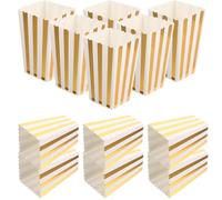 Veemoon 24pcs Gold White Popcorn Buckets Paper Boxes for Movie Theater Snacks and Baking Packaging