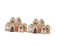 Veemoon 24pcs Halloween Drawstring Linen Bags Mixed Style Party Treat Pouches for Candy Packaging Halloween Favors Pouch with Classic Festival Design
