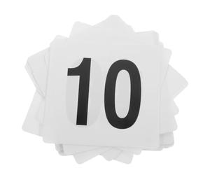Veemoon 25pcs White PVC Table Number Cards for Seating Indication and Event Decor, 95x100mm, for Restaurants and Business Talks, Chic and Beautifully Designed Party Number Signs