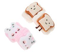Veemoon 2pairs Wrist Strap for Face Washing Comfortable and Portable Includes of Rice White Toast Pink Shy Rabbit for Spa and Skincare Routines