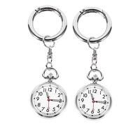 Veemoon 2pc Fob Watches Keychain-Shaped Pocket Watches for Students Lightweight Chest Hanging Fashionable Medical Accessories for and Boys and Girls