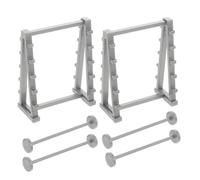 Veemoon 2pcs 1/20 Scale Miniature Plastic Barbell Holder Model with Rack for Dollhouse Fitness Equipment Decoration, Tiny Gym Accessories for Doll Layout and Office Decor