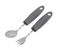 Veemoon 2pcs Adaptive Bendable Spoon and Fork Set for Seniors Stainless Steel Anti-Shake Utensils with Plastic Handles Easy-Grip Kitchen Cutlery for Elderly and Disabled Dining Aid for