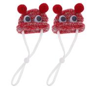 Veemoon 2pcs Adjustable Mini Knitted Hats for Small Pets Breathable Soft Handcrafted Animal Headwear Set for Hamsters Guinea Pigs Birds Lightweight Playful Cord Lock Caps for Tiny Pets