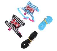 Veemoon 2pcs Adjustable Small Pet Harness Set for Hamster Chinchilla Rats, Comfortable Blue Black Striped Portable Leash, Suitable for Small Rodents and Travel