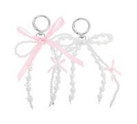 Veemoon 2pcs Aesthetic Faux Pearl Bowknot Keychain for Car Keys Backpack Purse Bag Decoration Cute Decorative Keychains for Women Lightweight Stylish Accessories