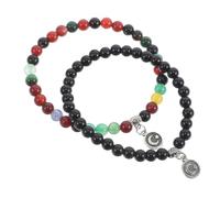 Veemoon 2pcs Agate Prayer Beads Bracelet with Elastic Design for Daily Wear and Islamic Worship, Stylish Stretch Muslim Worry Beads for Ramadan and Family Use