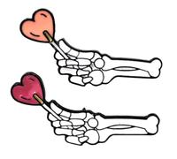 Veemoon 2pcs Alloy Skull Heart Brooch Set, Punk Skeleton Accessories for Women, Beautiful Decoration Clips for Trousers and Bags, Protect Clothes from Slipping, Stylish and Sturdy Pins