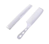 Veemoon 2pcs Aluminum Barber Comb Set Detangler Hair Cutting Tool for Men and Women, Short Silver Professional Hairdressing Salon Combs for Styling and Cutting