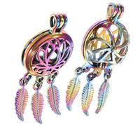 Veemoon 2pcs Aromatherapy Essential Oil Necklace Pendants with Hollow Lotus and Wing Pearl Cage Charms for Women, Chic Fashion Jewelry Diffuser Hanging Pendants Suitable for Daily Wear and