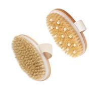 Veemoon 2pcs Assorted Colour Nylon and Plastic Bristle Bath Brushes with Wooden Handles for Practical Shower Use, Body Massage, Skin Elasticity Improvement and Fatigue Relief