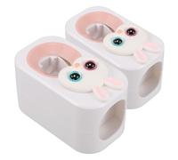 Veemoon 2pcs Automatic Toothpaste Squeezer Cartoon Rabbit Toothbrush Holder Wall Mounted Matte Plastic for Bathroom Boys and Girls