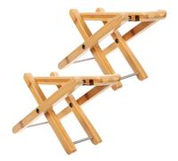 Veemoon 2pcs Bamboo Folding Toilet Step Stool Durable Ergonomic Squatting Footrest for Bathroom Home Compact Space Saving Design with Strong Load Capacity