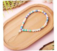 Veemoon 2Pcs Beaded Phone Strap with Love Letter Polymer Clay Boho Style Cellphone Wrist Hanging Strap Lightweight Decorative Charm for Women