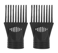 Veemoon 2Pcs Black Blow Dryer Comb Attachment, Hair Dryer Brush Accessory with Concentrator Nozzle for Straightening and Detangling, Suitable for Salon Styling and Home Hair Care