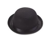 Veemoon 2pcs Black Felt Round Roof Gentleman's Bowler Hats for Kids Performance Party Costume Accessories with Wide Brim and Sideband