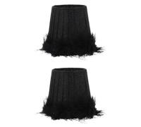 Veemoon 2pcs Black Gothic Tube Lampshade Dark Halloween Fabric Lampshade 70s Bedside Lamp Shade Retro Tassel Lamp Shade Small Chic European