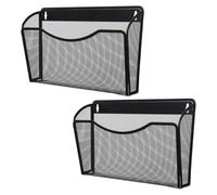 Veemoon 2pcs Black Metal Mesh Wall Mounted Mail Organizer with Mounting Hardware, Space-saving Office Wall File Holder for Efficiently Organizing Documents and Files at Home or School