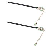 Veemoon 2pcs Black Sandalwood Hair Sticks Tassels for Traditional Chinese Hairstyles Hairpin Accessories for Women for Bun Holders and Elegant Updos