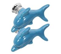 Veemoon 2pcs Blue Dolphin Ceramic Cabinet Handles for Chest and Bookcase with Strong Features, Modern Elegant Style Suitable for Kitchen and Bathroom Drawer Door Knobs