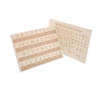 Veemoon 2pcs Braille Alphabet Board Portable Wooden Educational Tool for Blind Visually Impaired Teaching Home School