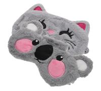 Veemoon 2pcs Breathable Plush Eye Masks Cartoon Animal Sleep Blindfolds Soft Shading Nap Eye Covers with Elastic Bands for Travel Home Camping and Relaxation