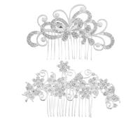 Veemoon 2pcs Bridal Hair Combs Alloy with Rhinestones and Pearls Elegant Wedding Hair Accessories for Women Secure Sparkling Headpieces for Bride and Formal Occasions