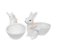 Veemoon 2pcs Bunny Bowl Ornament Candy Dish for Office Desk Ceramic Handmade Desktop Storage White Bunny Shaped Simple Design Delicate Texture for Study Bedroom Decoration