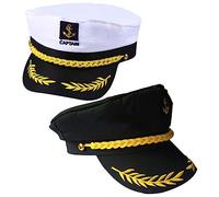Veemoon 2Pcs Captain Hats for Boating and Sailing Wide Brim Nautical Cosplay Accessory for Birthday Weddings and Parties Lightweight Design