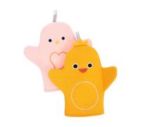 Veemoon 2Pcs Cartoon Bathing Gloves for Exfoliating Rubbing Towels Soft and Absorbent for Home Bathroom Use for Yellow Pink
