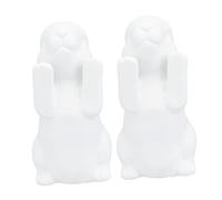 Veemoon 2pcs Ceramic Bunny Bookends White Rabbit Ornament Book Supporting Stand Easter Decor for Home Office Library Student Book Stoppers