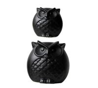 Veemoon 2pcs Ceramic Owl Statues Black Desktop Decorations Indoor Desktop Decor with Good Stability Not Easy to Knock over Unique Cartoon Style Figurines