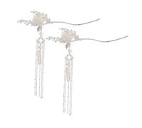 Veemoon 2pcs Chinese Ancient-style Metal Hairpins for Women with Tassels Retro Moon and Flower Hair Chopsticks Elegant Hanfu Hair Accessories for Festivals and Parties