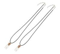 Veemoon 2pcs Christian Mustard Seed Necklace for Lady Pu Leather Glass Vial Charm Inspirational Religious Faith Jewelry