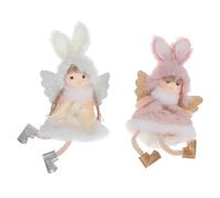 Veemoon 2pcs Christmas Angel Doll Ornaments Set, Plush Christmas Tree Angel Pendant in White and Pink, Hanging Fairy Figurines for Holiday Decorations and ’ Party