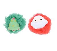 Veemoon 2pcs Christmas Bath Ball Doll Lovely Bath Scrubbers Cartoon Xmas Style Flowers Shower Balls for Accessories