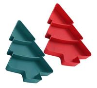 Veemoon 2pcs Christmas Tree Candy Plate Christmas Snack Plate Cookie Serving Tray 3 Compartment Food Plate Xmas Chips and Dip Bowl for Candy Pastry Nut Dessert Fruit