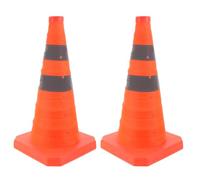 Veemoon 2pcs Collapsible Traffic Safety Cones with Reflective Collar, 18" | Multi Purpose Pop Up Cones for Road Safety, Parking Lot, Driving and Sport Training, Orange