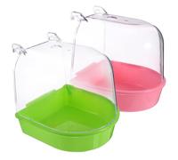 Veemoon 2pcs Creative Bathing Basin Bird Shower Basin Plastic Hanging Bird Bath Suitable for Parrots with Heat Dissipation Feature for Summer and Winter Outdoor Use Random Style