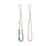 Veemoon 2pcs Crystal Phone Wrist Strap Lightweight Practical Phone Hanging Chain with Natural Gemstone Beads for Smartphones Cameras Backpacks and Handbags Stylish Anti-lost Mobile Lanyard