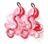 Veemoon 2pcs Curly Ponytail Hair Extensions for Vibrant Synthetic Hairpiece with Secure Hair Ring Easy to Attach Ponytail Accessories for Everyday Wear and Active Play